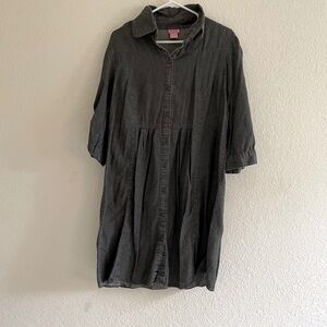 Gray Button-Up Women's Dress 1X by She’s Cool